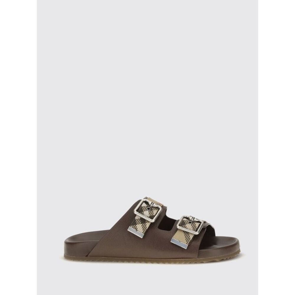 Burberry Men Burberry Urchin Leather Flat Sandals With Vintage Check Straps